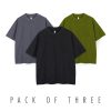 Pack of 3 Plain 90% Cotton Oversized Drop Shoulder Shirts