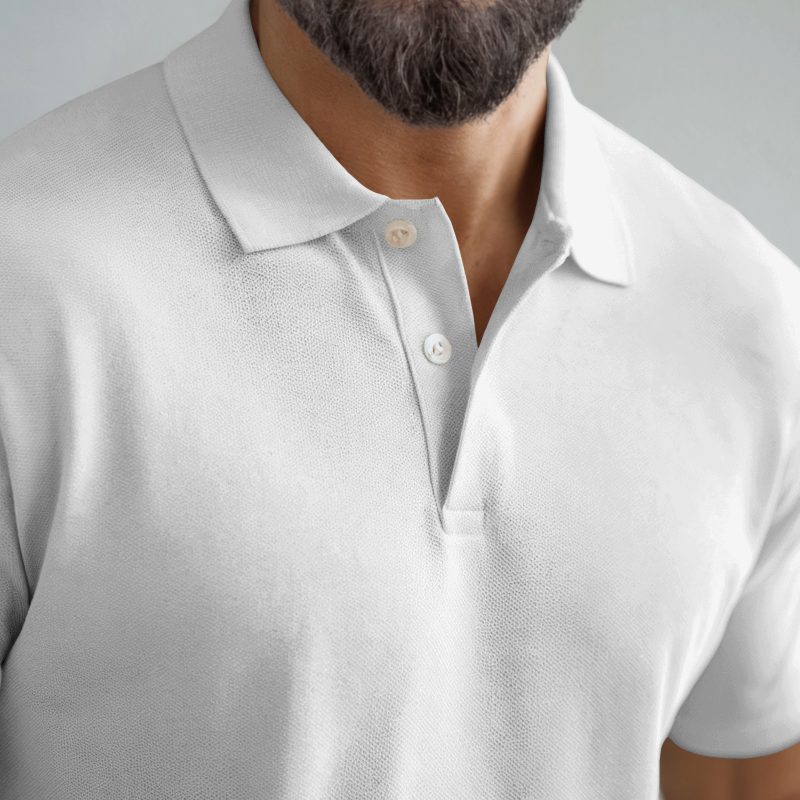 Plain polo shirt in poly-cotton blend — classic collar everyday smart casual tee