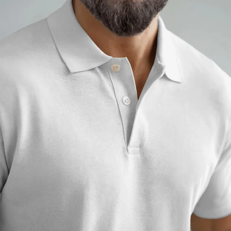 Plain polo shirt in poly-cotton blend — classic collar everyday smart casual tee