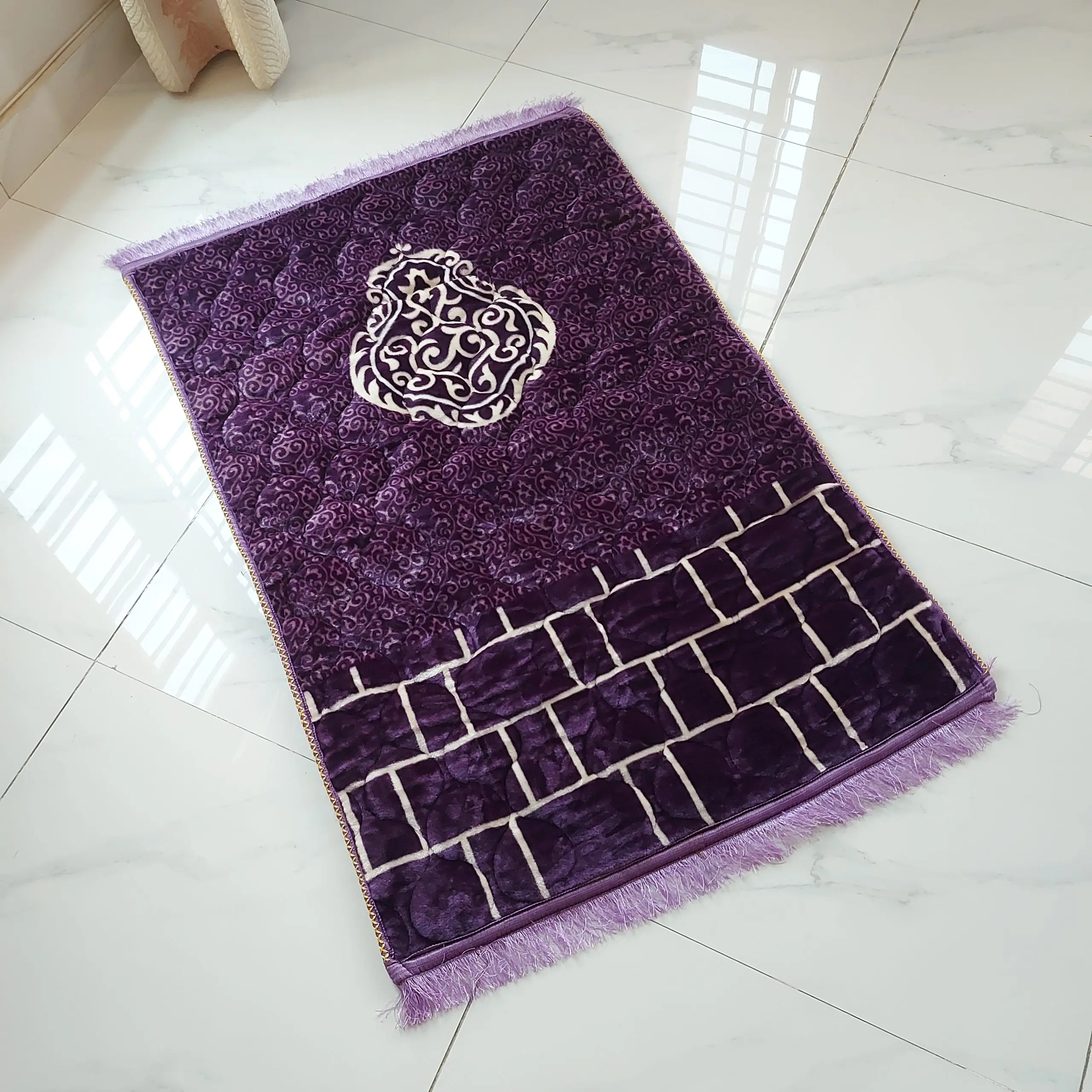 Handmade Prayer Rug/Mat - Minimal Purple Ghilaf-e-Kaaba - Image 2