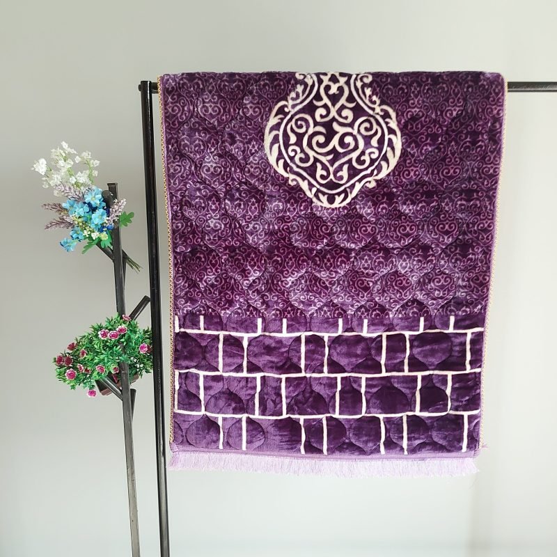 Handmade Prayer Rug/Mat - Minimal Purple Ghilaf-e-Kaaba