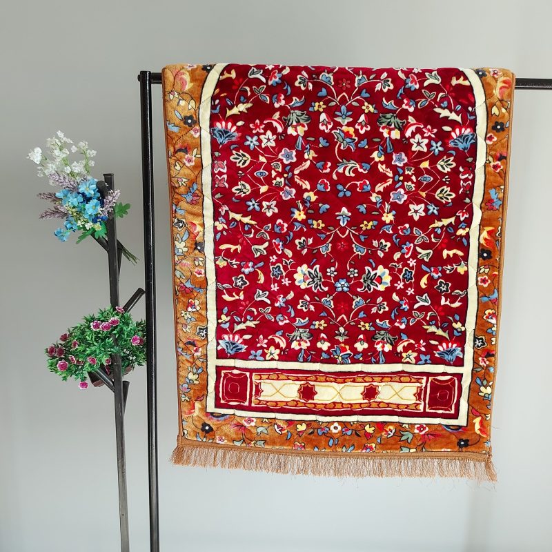 Handmade Prayer Rug/Mat - Floral Orange