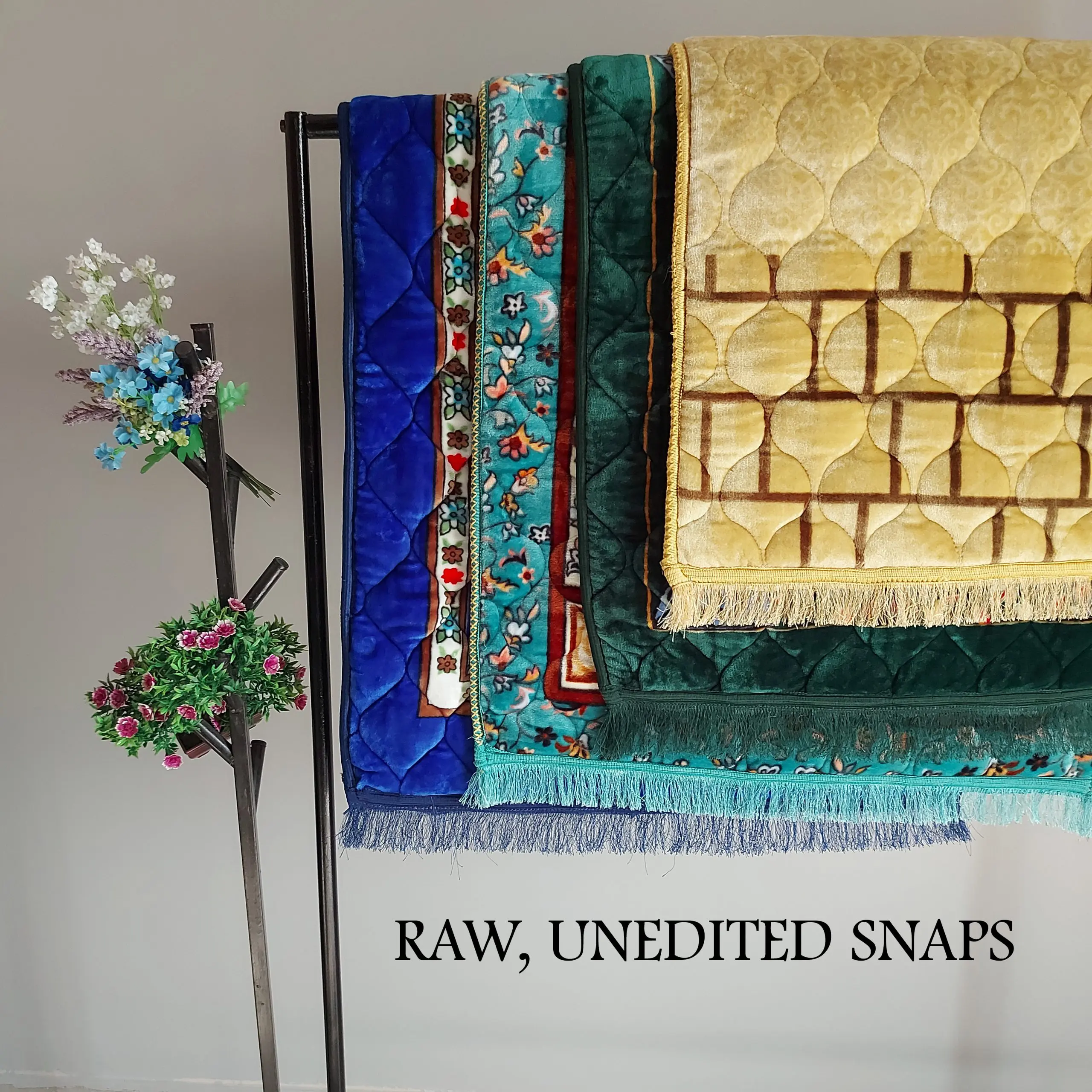 Handmade Prayer Rug/Mat - Floral Teal - Image 3
