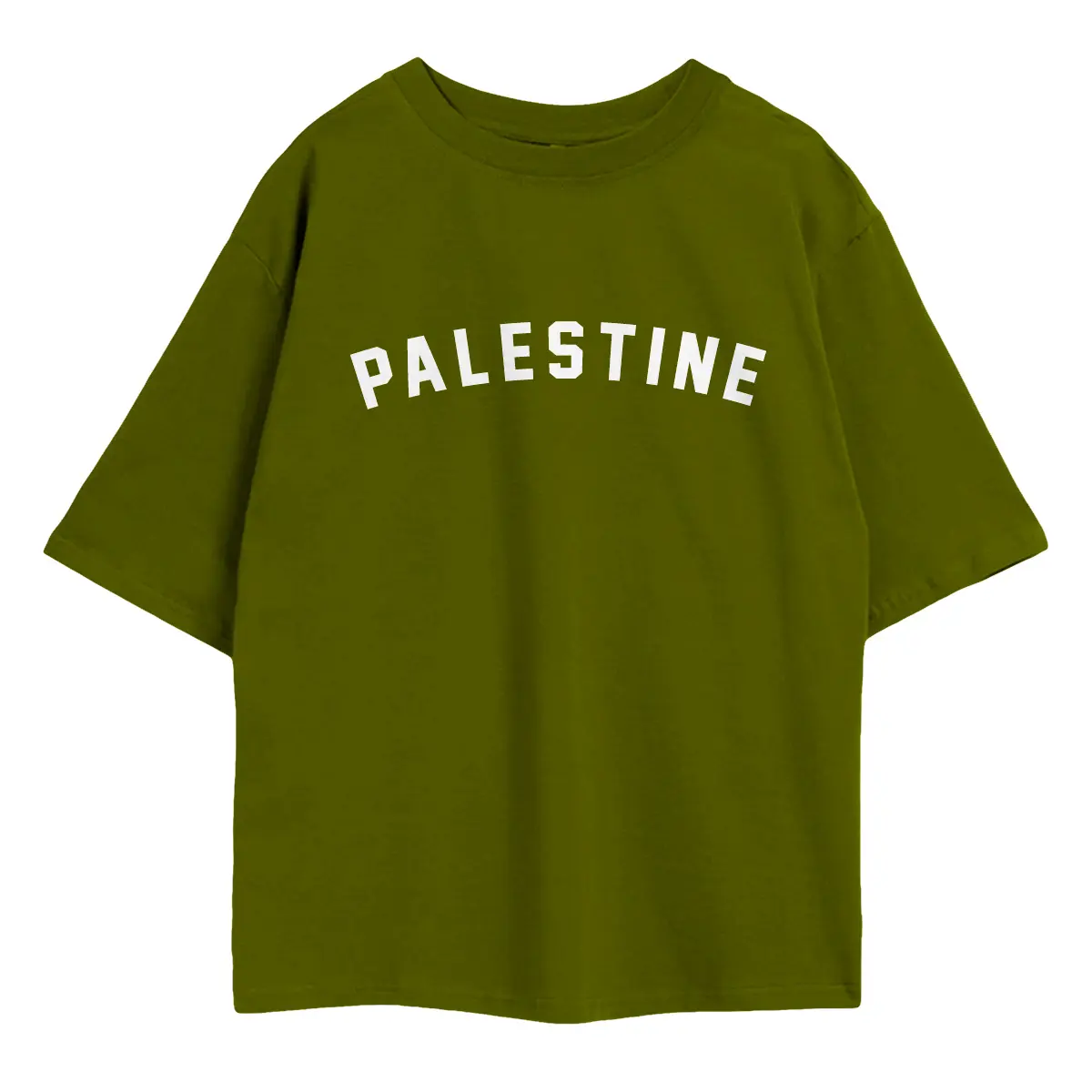 Palestine Oversized Shirt — bold arch block letter print solidarity tee in black